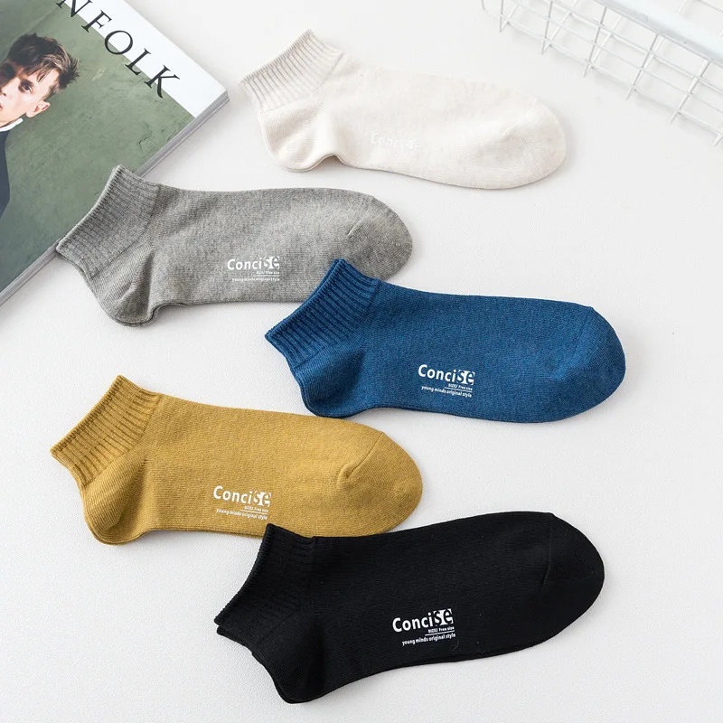 Новые Простые Модные мужские носки башмачки популярные буквы спортивные