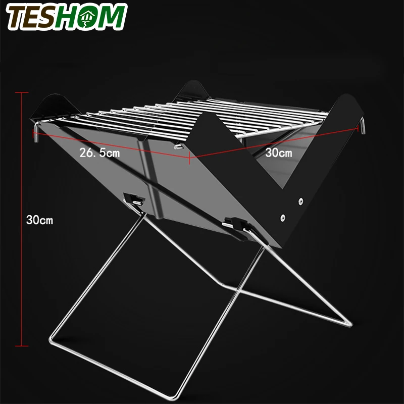 구매 공간 절약형 접이식 휴대용 숯불 그릴, 야외 캠핑 여행 정원 바베큐 표면 대형 그릴