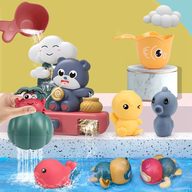 

Детские Игрушки для ванны, Игрушки для ванны для малышей, игрушки для душа с животными и присосками, набор игрушек «Водопад», забавные Водны...