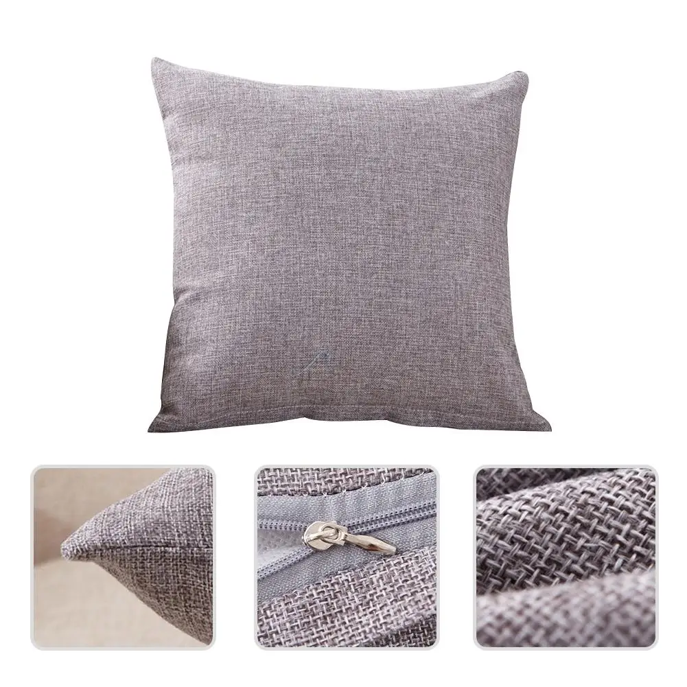 

Pure Color Cushion Cover Linen Sofa Bed Home Decoration Car Waist Pillow Case