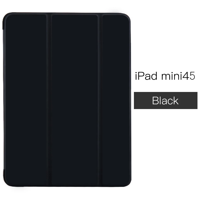 Чехол для iPad Mini 4 3 2 1 чехол ПУ; кожа; Силикон Мягкая задняя трехстворчатая подставка для сна смарт-чехол для iPad Mini 5 чехол Funda - Цвет: For mini 4 5 Black