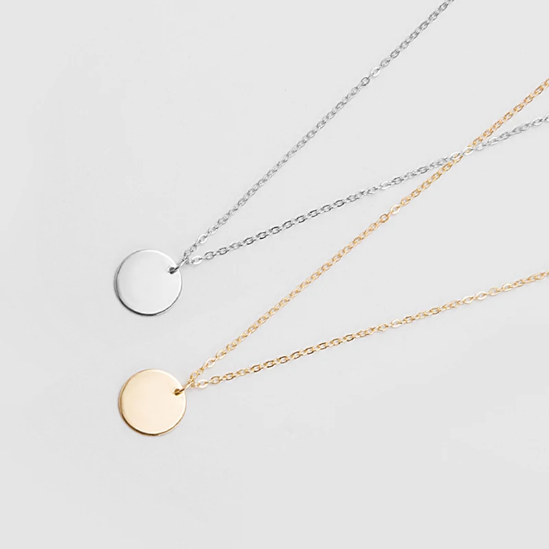 

Women Lady Necklace Chain Round Pendant Simple Chokers Jewelry Decoration Gifts MAEA99
