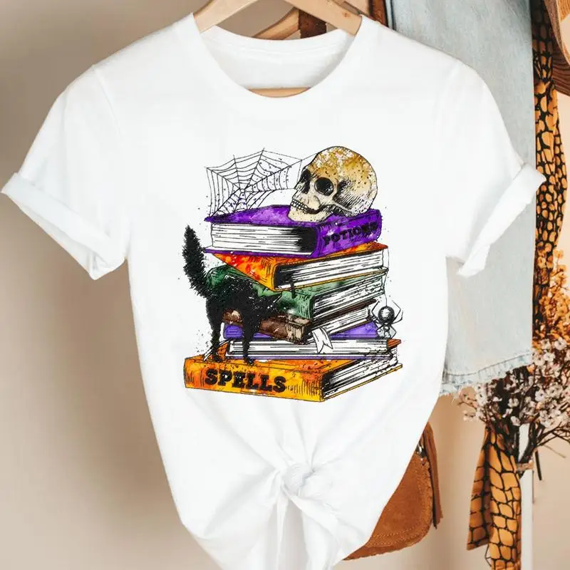 

Halloween Watercolor Pumpkin Women Autumn Fall Thanksgiving Clothing Cartoon Print Tshirt Female Tee Style Top Graphic T-shirt