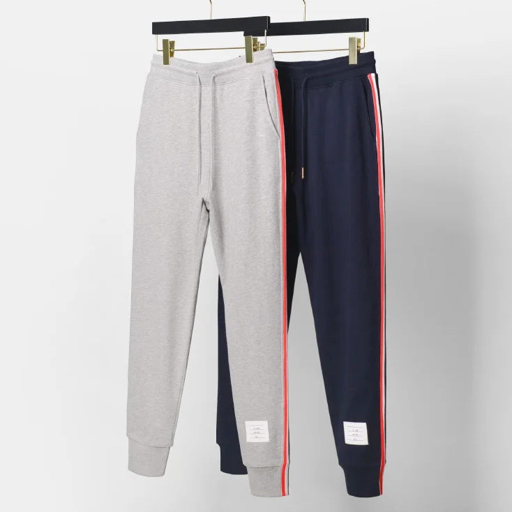 

2021 Fashion TB THOM Brand Sweatpants Men Women Slim Cotton Casual Stripe Sports Trousers Tracksuit Bottoms Jogger Track Pants