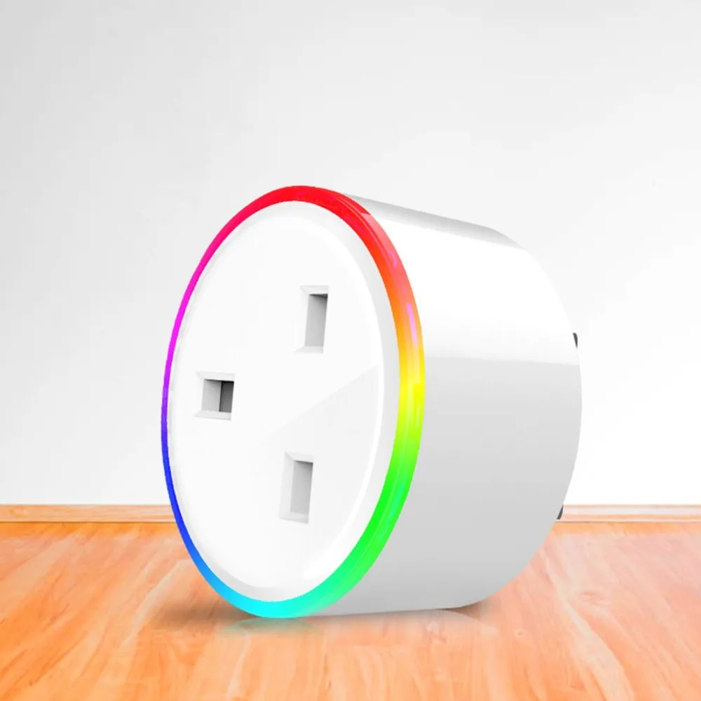 Умная розетка Wi-Fi с Светодиодный индикатор Smart Plug Мощность переключатель монитора с помощью приложения на телефоне голосовой пульт дистанционного управления Управление домашний автоматический таймер RGB свет