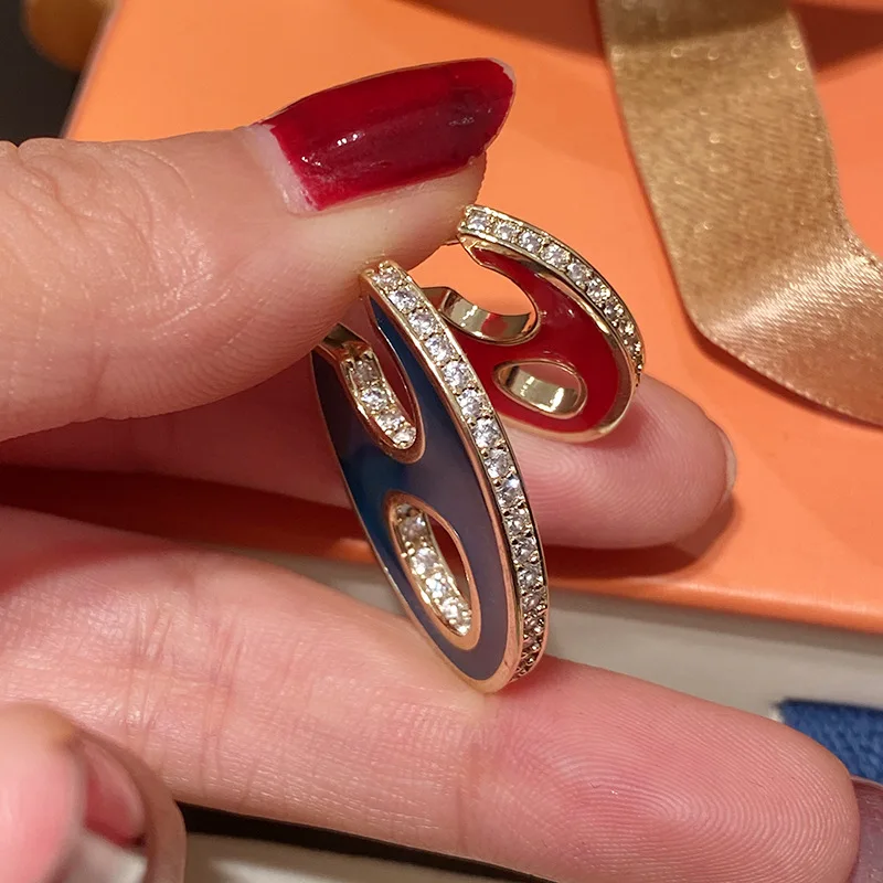 Dazz 925 Серебристые модные ретро овальные висячие серьги изысканная, с Эмалью Cz Циркон вечерние праздничные женские креативные брендовые Ювелирные изделия Подарки