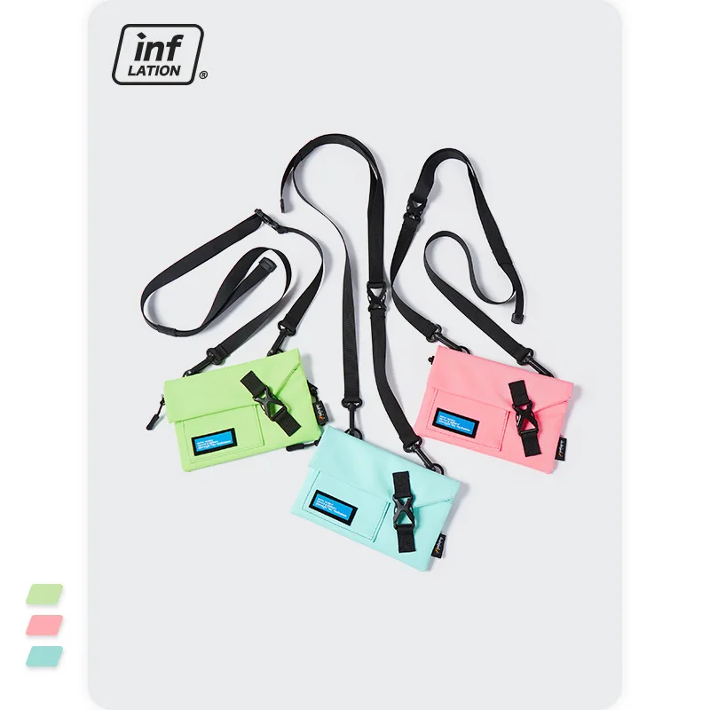 

Trendy makaron candy color simple Pu letter Velcro versatile trendy magnetic buckle messenger bag for men