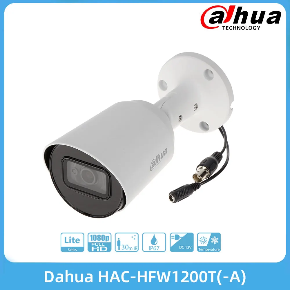 

Dahua HAC-HFW1200T(-A) 2MP HDCVI IR Bullet Camera 2.8 3.6 6mm Fixed Lens Smart IR IP67 HD and SD Output Switchable Built-in Mic