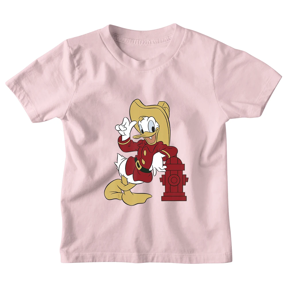 Camisetas con estampado de pato Donald para ni&ntilde;os, ropa de manga corta con cuello redondo para exteriores, Unisex, c&oacute;moda, novedad de verano-0