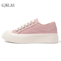 canvas ladies platform sneakers white pink vulcanize shoes with plataforma zapatillas mujer retro high platform shoe for woman