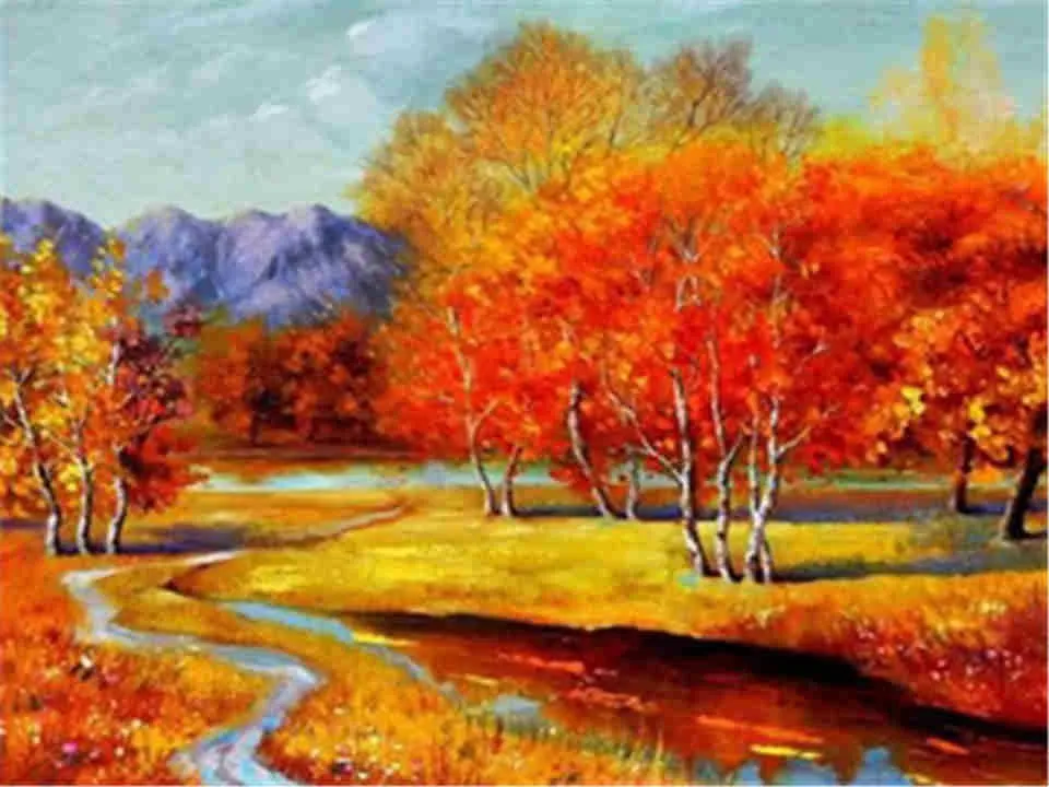 DIY Алмазная вышивка декорация Осеннее дерево Пейзаж алмазной живописью Картина