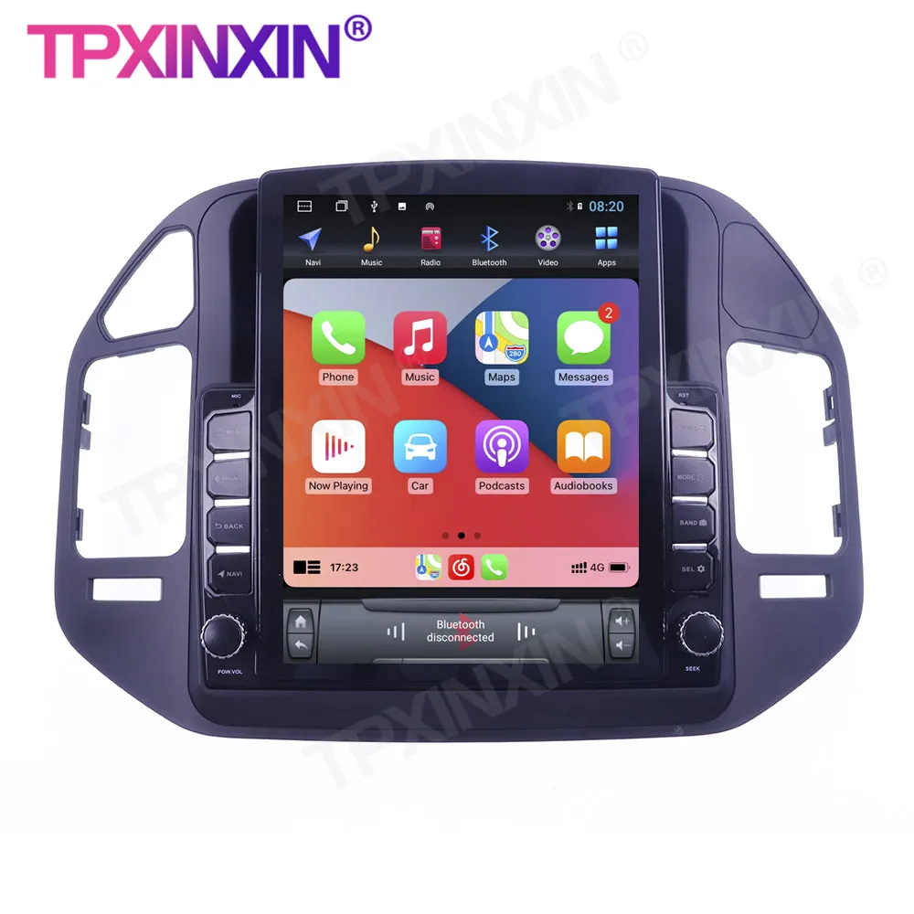 저렴한 테슬라 스타일 무선 카플레이 스테레오 수신기 6 + 128G, 자동차 라디오 플레이어 라디오 IPS, 미쓰비시 파제로 V73 V68 08-11 안드로이드 128G