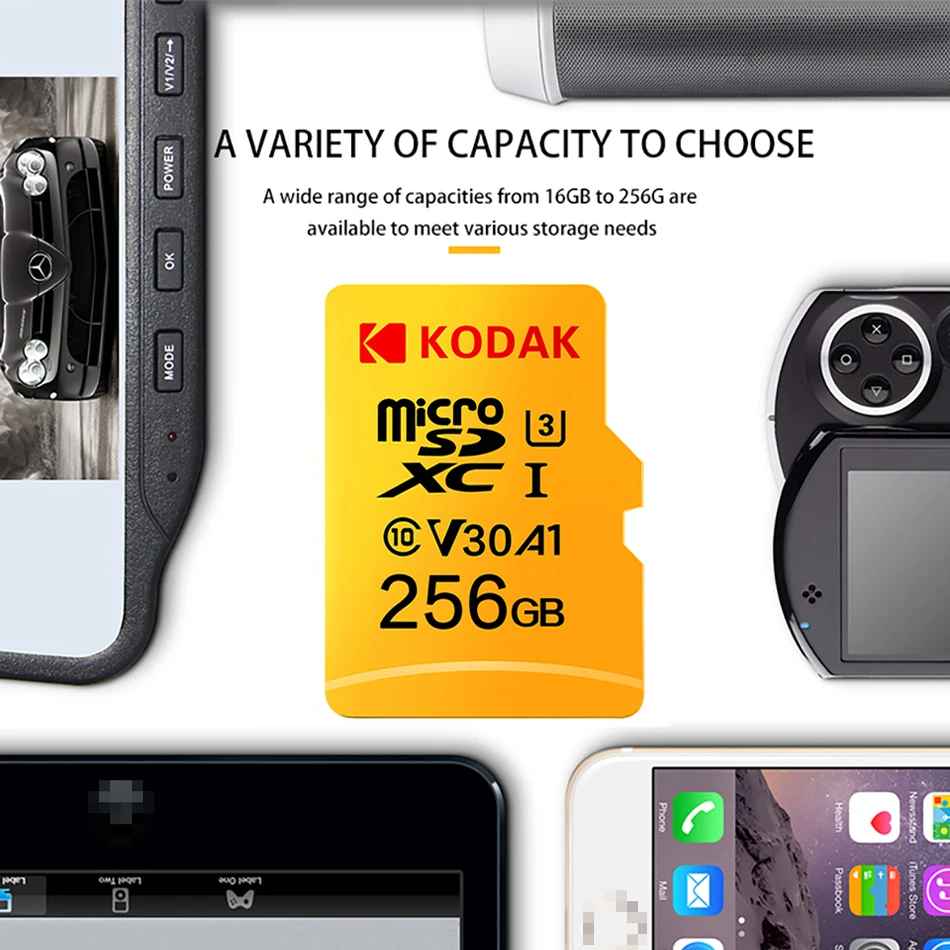 Высокоскоростная карта памяти Kodak C10 U1 U3 V30 16 ГБ 32 Micro SD 64 Гб 128 Tarjeta Microsd 256 Мини TF