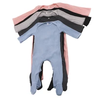 baby girls cotton long sleeve jumpsuits new infants toddler kids solid color ribbed outfits childs clothes pajamas customized