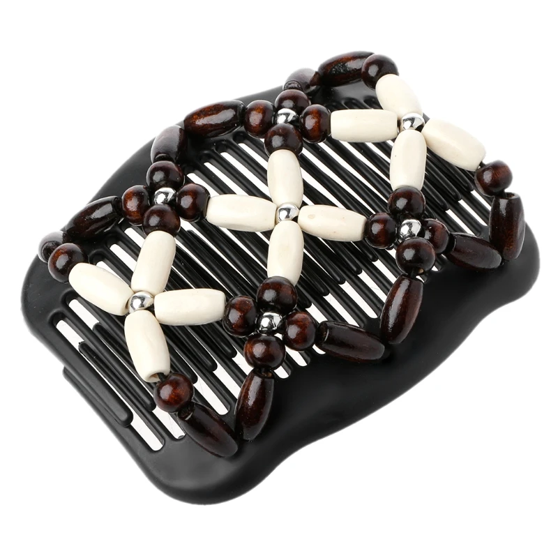 Легкие волшебные деревянные бусины двойной гребень для волос зажим Эластичный