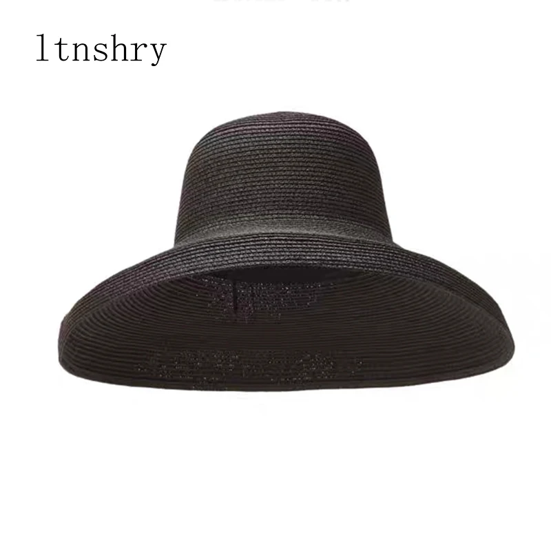 Женская шляпа в стиле Хепберн летняя соломенная с широкими боками винтажном