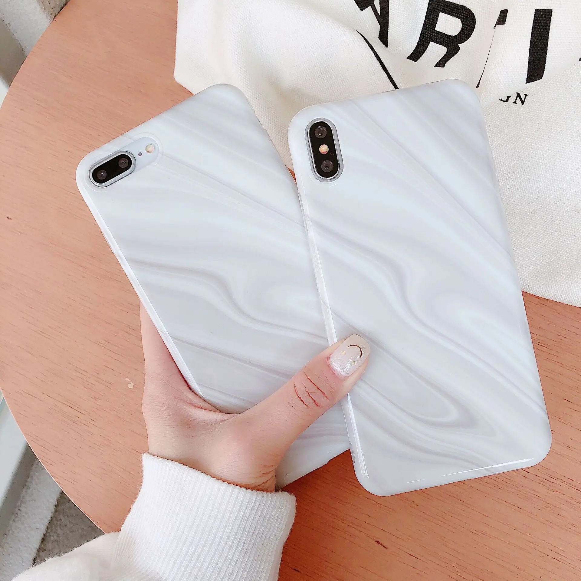 Ретро искусство белый мрамор текстура корейский чехол для телефона iPhone 7 Puls 6 6S 8 X