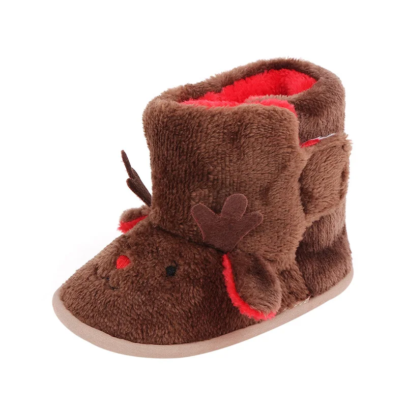

Ins Newborn Infant Baby Girls Boys Snow Boots Christmas Winter Warm Baby Shoes Solid Button Plush Ankle Boots 0-18M