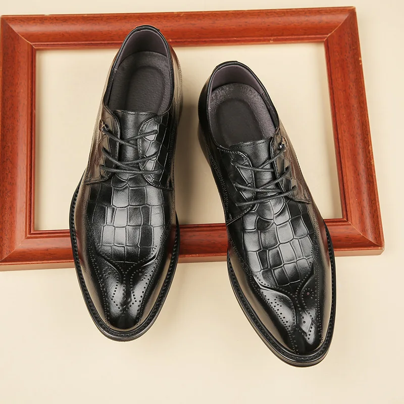 

New Men Shoes Lace-Up Formal Casual Business Genuine Leather For Gentleman Size 39-44