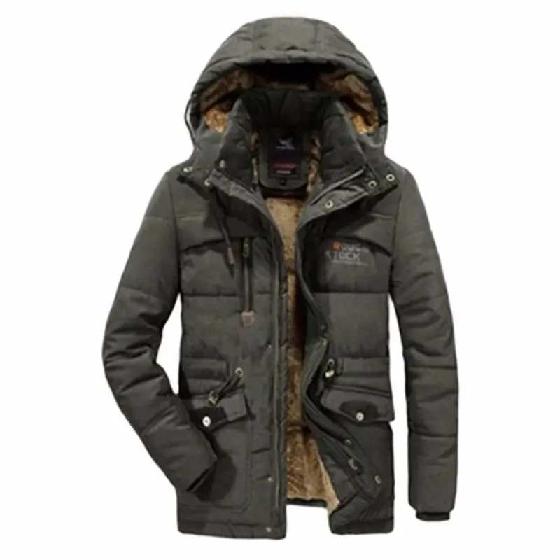 

Зимняя мужская куртка XIYOUNIAO, верхняя одежда, дышащая ветровка 7XL 8XL, Мужская парка с несколькими карманами, пальто, флисовое пальто с капюшоно...