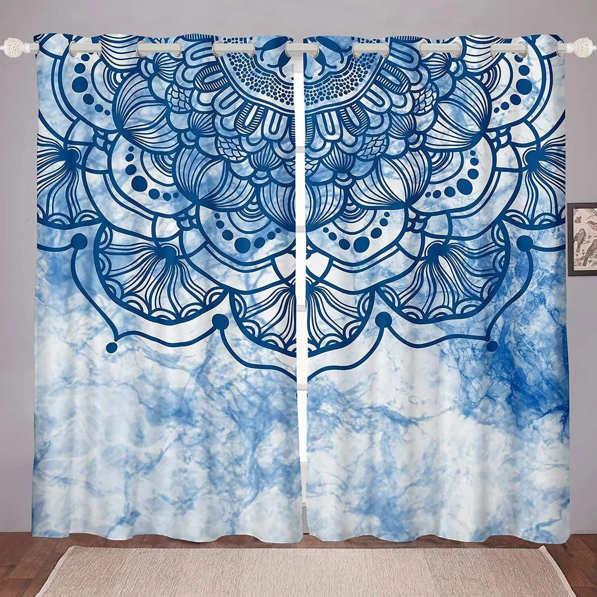 

Living Room Decoration Blackout Curtains Children's Bohemian Flower Double Bedroom Living Room Luxury Curtains
