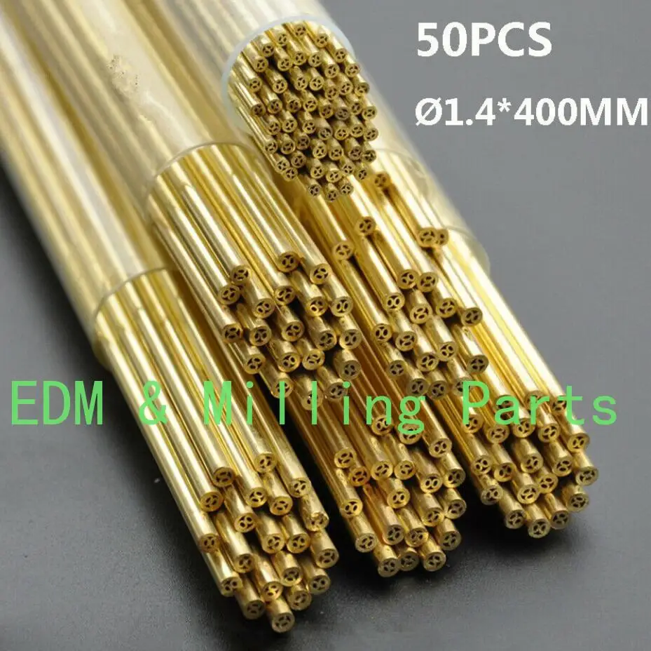 50PCS CNC EDM Drilling Machine Parts Multi-Hole Brass Electrode Tube 1.4*400MM For Drilling Machine Mill Part