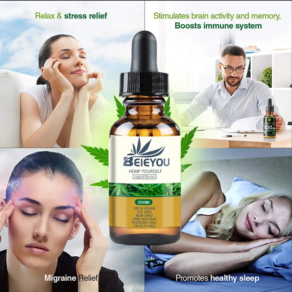 30ml 3000mg Essential Oils Hemp Seed Oil Herbal Drops No CBD Extract Organic for Pain Relief Help Sleep Anxiety | Красота и здоровье