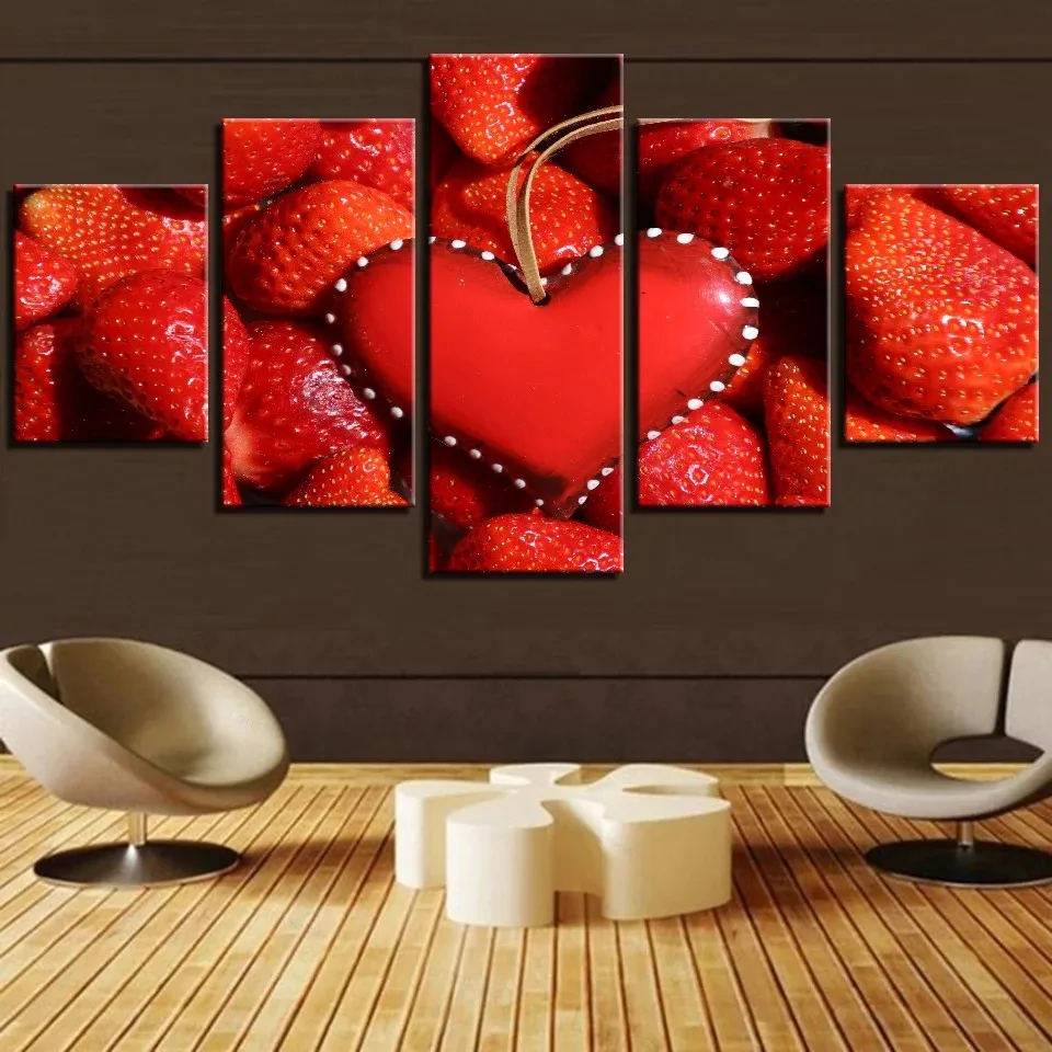 5 панелей домашний декор летний холст художественные принты фрукты плакаты