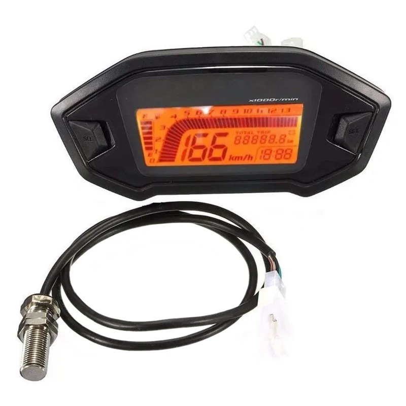 

Motorcycle Digital Odometer Speedometer Tachometer KMH MPH 14000RPM Gear Dirt MotorBike 1,2,4 Cylinder