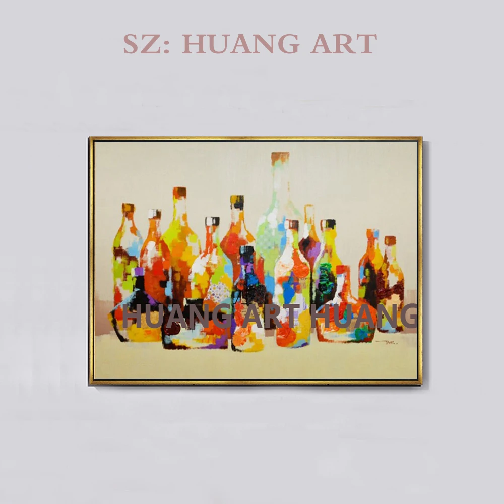 Бутылка с ручной росписью картина Сильвия натюрморт маслом онлайн фрукты и вино