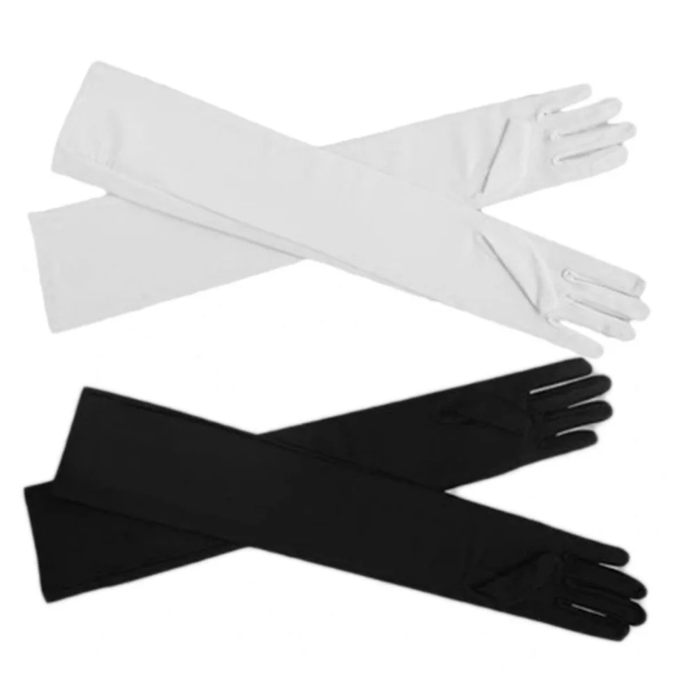 Сексуальные женские одноцветные длинные хлопковые перчатки для ночного клуба