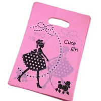 hot sale new style wholesale 100pcslot 2030cm pink cute girl gift packaging bags with dog plastic shopping bags