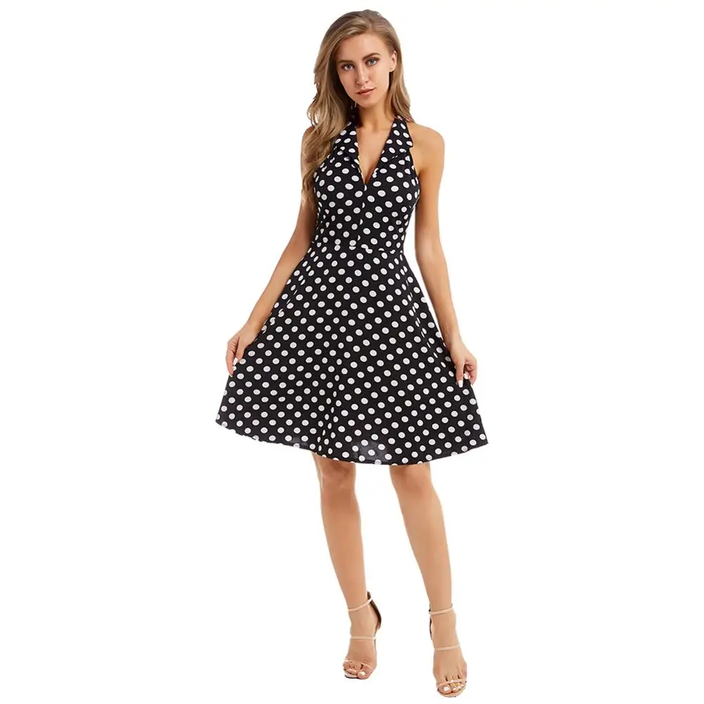 Женское платье с v образным вырезом и лямкой на шее высокая талия а силуэт модное