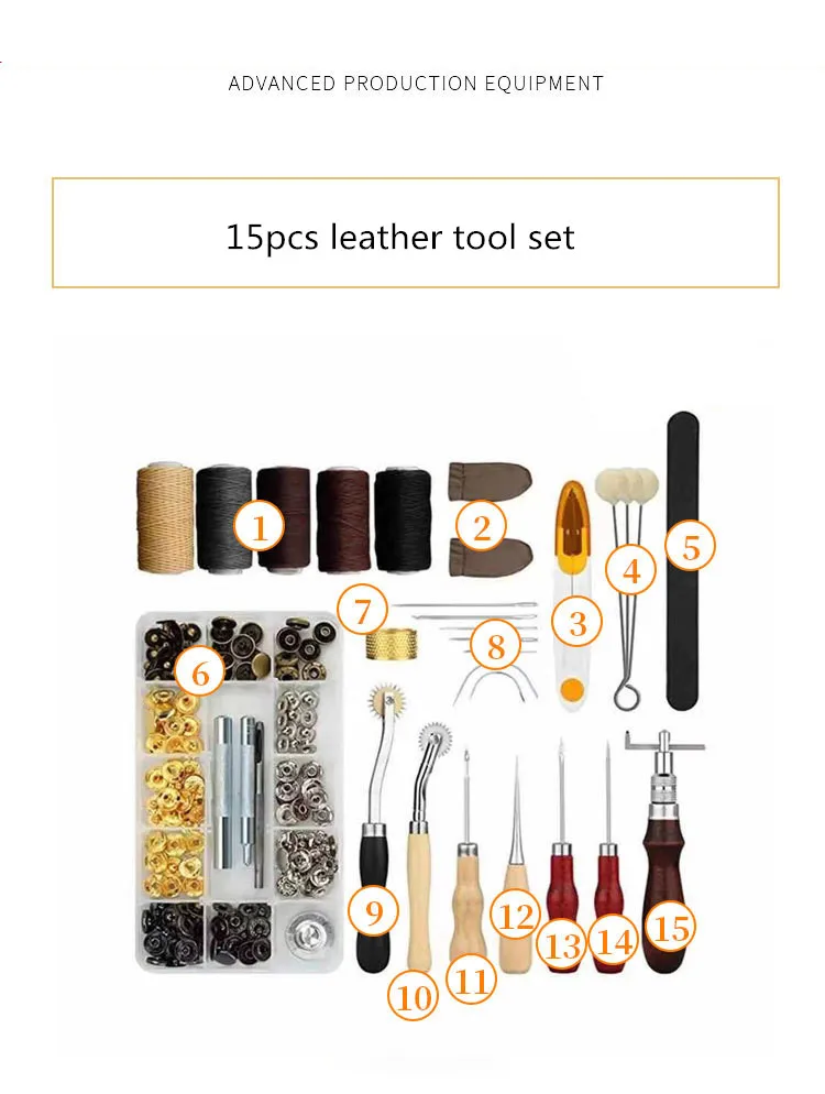 

Набор инструментов для обработки кожи ручной работы, 15 шт.