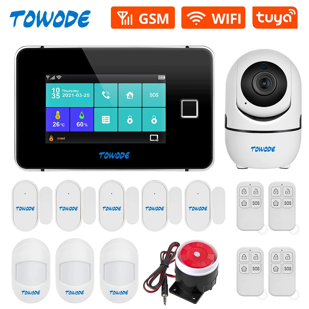 

Система сигнализации TOWODE G60, Wi-Fi, GSM, сенсорная панель 4,3 дюйма, дистанционное управление через приложение