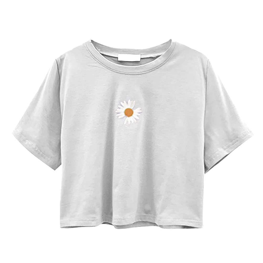 

Women Casual Loose Comfortable Marguerite O Neck Short Sleeves T-shirt Crop Top