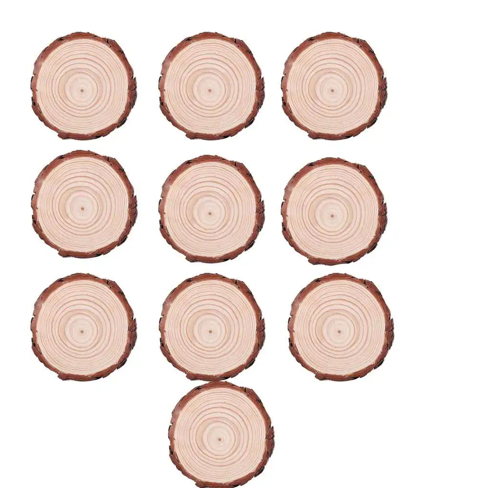 

10pcs Unfinished Wood Slices Circles With Tree Bark Log Discs DIY Crafts Wedding Party Painting 3-5cm