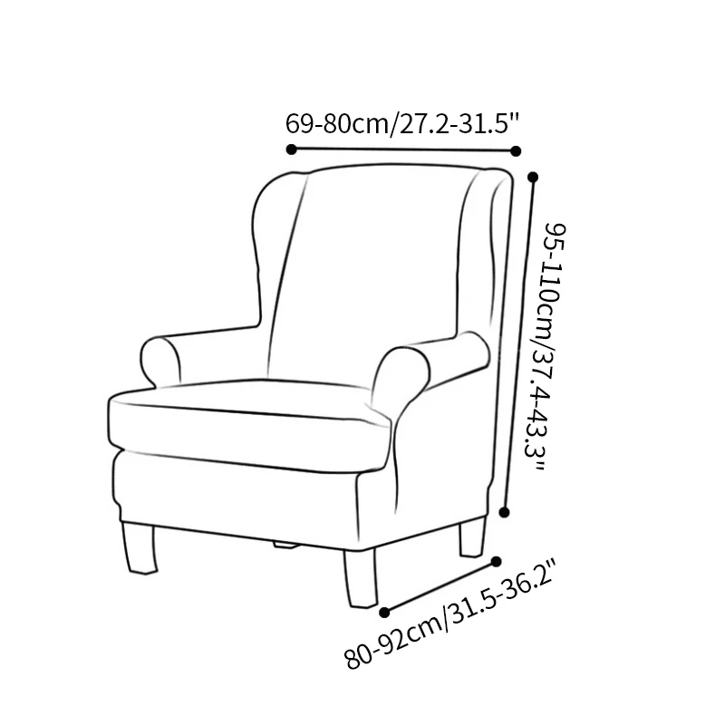 

Thicken Jacquard Floral Wing Chair Cover Spandex Stretch Sofa Armchair Slipcover Wingback Lounge Chair Cushion Cover Funda Silla