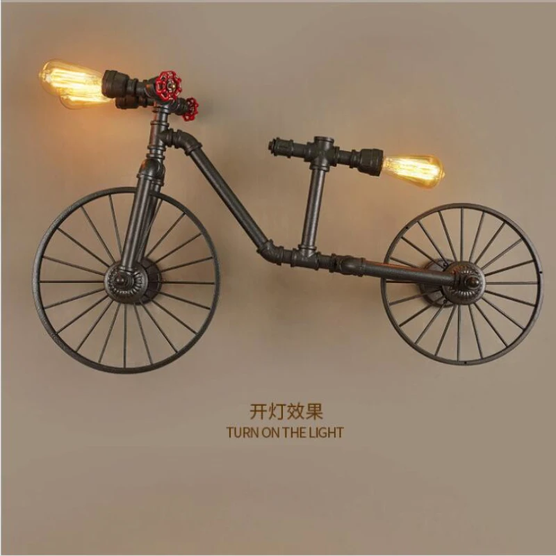 Железный велосипед промышленные настенные лампы светодиодный настенный