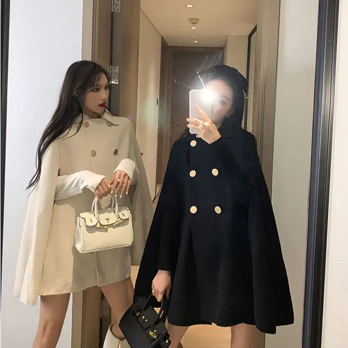 

Cape Coat Female Autumn and Winter British Style Woolen Coat 2020 New All-Matching Cape Top Korean Version of