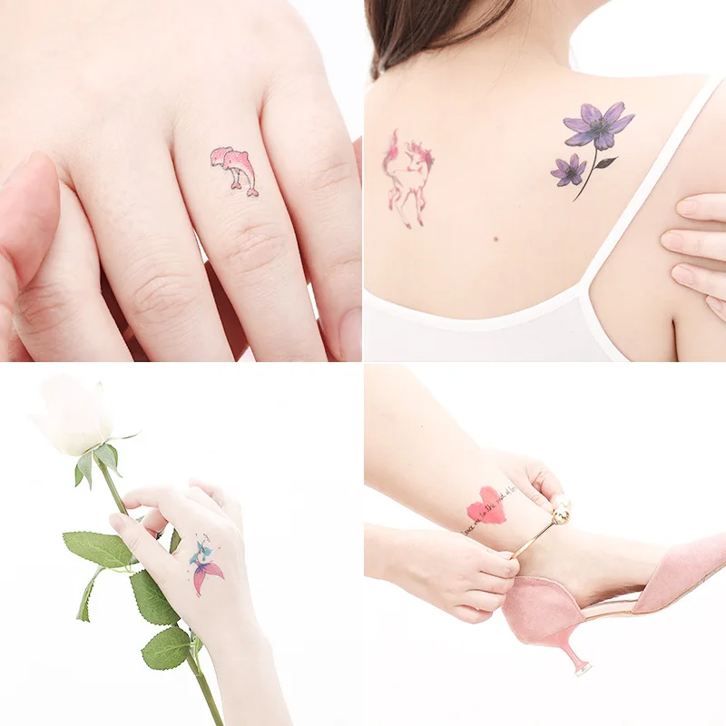 

60 stickers/set waterproof long-lasting small fresh cartoon tattoo variety of stickers flower eyebrow flower arm tattoo stickers