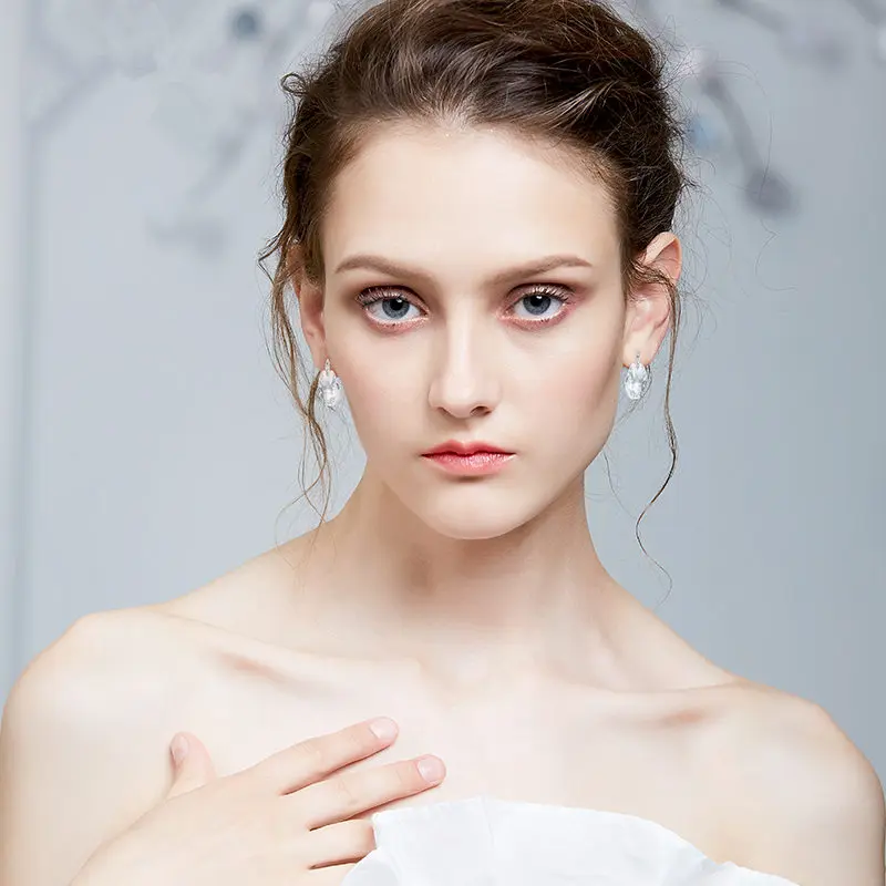 Cdyle 925 Стерлинговое Серебро Висячие серьги с кристаллами женские Свадебные