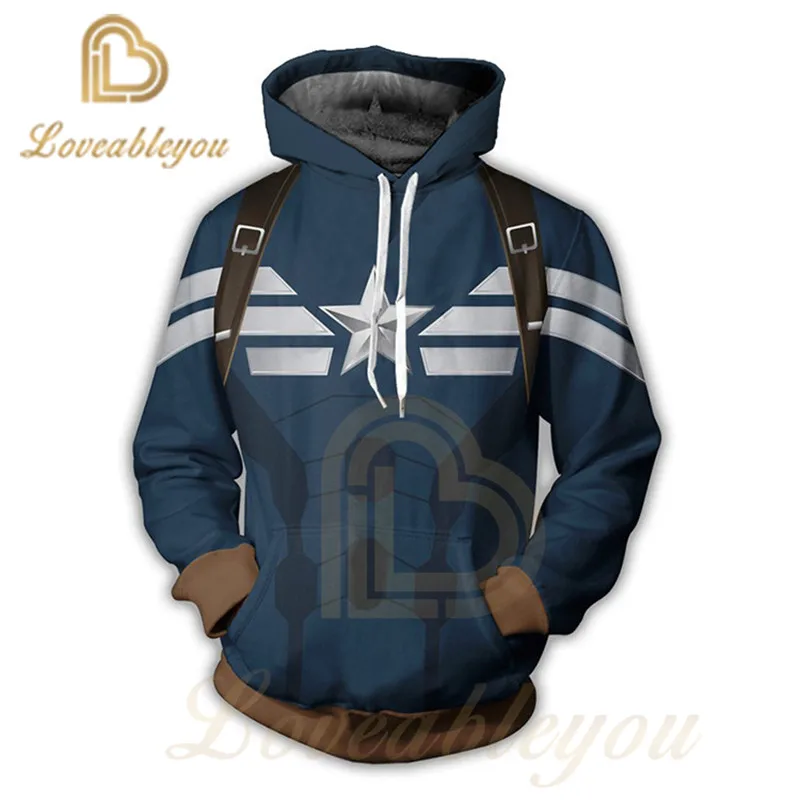 Hoodie Мужская толстовка Капитан Америка Толстовка Куртка уличная топы фильм Харадзюку хип хоп одежда пальто рождественский подарок костюм - Цвет: Hoodie