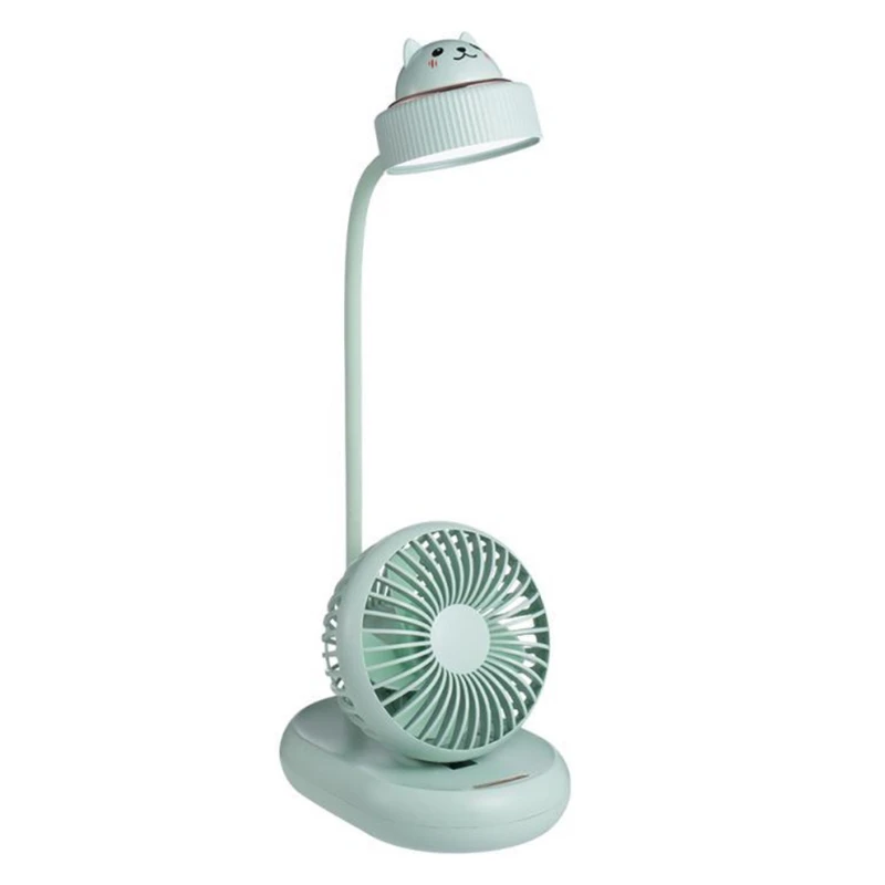 

LED Desk Lamp with Desktop Fan Rechargeable USB Reading Lamp Gooseneck Study Light Portable Table Lamp w/ Fan for Kids