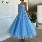 Блестящее синее Тюлевое платье-трапеция Verngo со звездами, вечернее платье на бретелях-спагетти, вечерние Макси длиной до щиколотки, платье для выпускного вечера, юбка для танцев