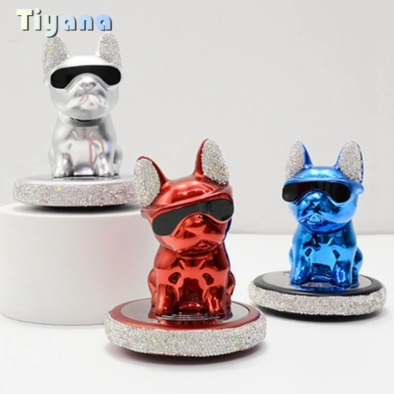 

Diamond-studded glasses French bulldog ornaments car perfume seat solid aroma diffuser car seat bulldog accessories
