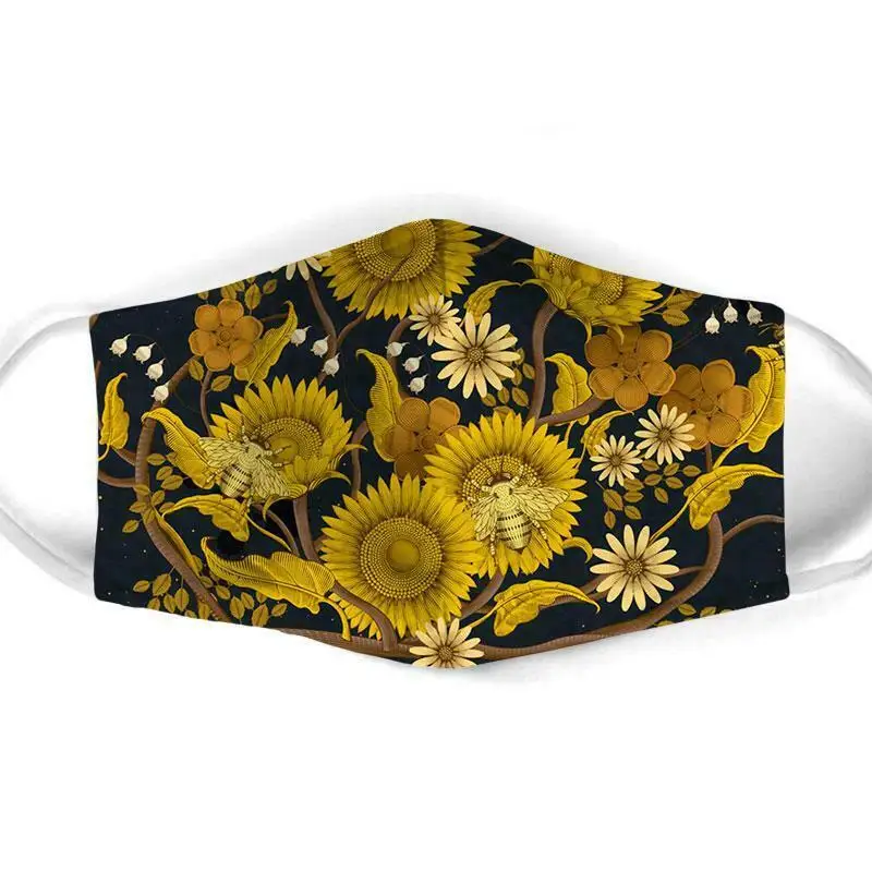 

Sunflower Bee Face Mask Halloween Christmas Face Mask Washable Reusable 3D