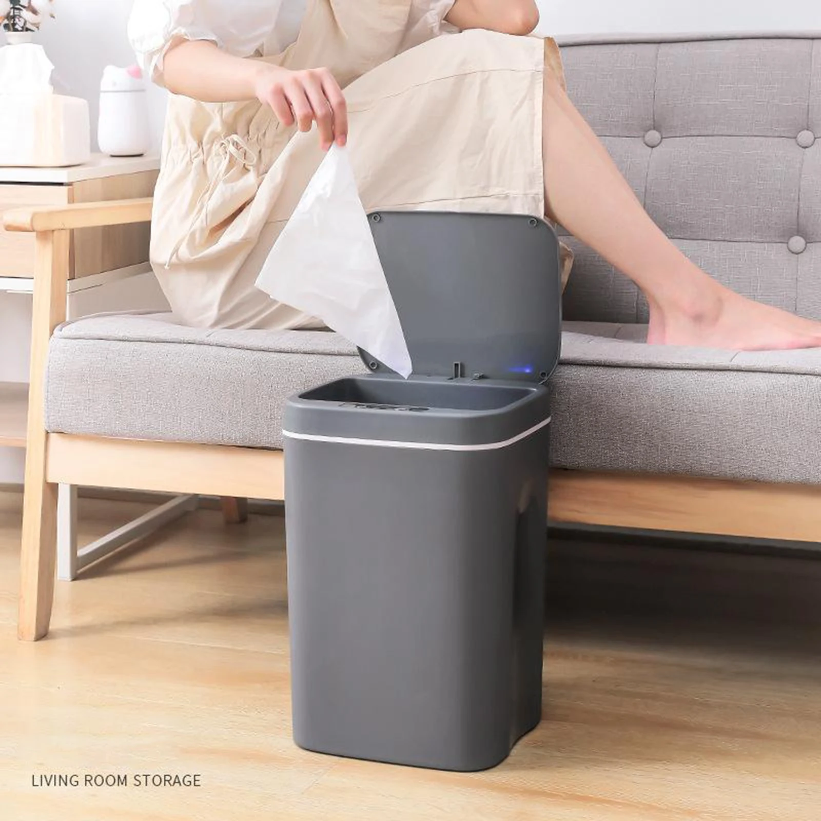 

12./14L/16L Smart Trash Can Home Automatic Inductive Motion Sensor Kitchen Garbage Lid Silent Trash Can