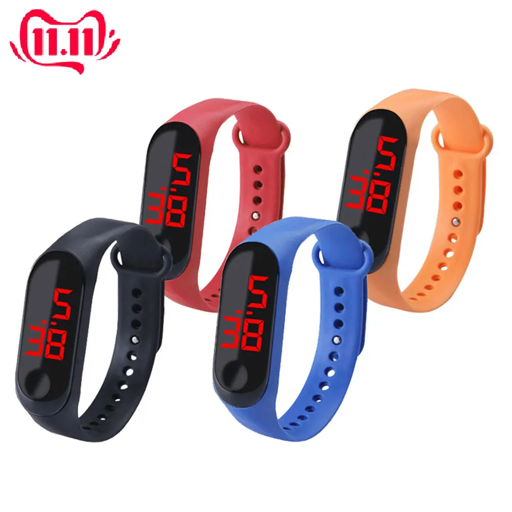 Цифровые светодиодные наручные часы силиконовые умные браслет 50 м