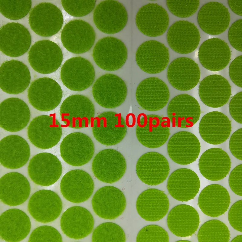 Green 15mm 100pair 15 мм многоцветная клейкая крепежная лента точки липкий крючок и петля Волшебная наклейка двухсторонняя круглая прочная самоклеящаяся 100 пар - Цвет: Green 15mm 100pair